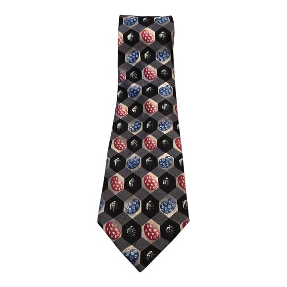 Amherst & Brock Mens Necktie All Silk Tall Man Geometric Pattern Wide Width - Picture 1 of 6